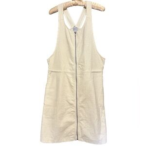 Cozy Casual Co. Cream Corduroy Overall Dress w/ Pockets Zip Front SZ L